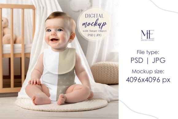 Baby Bodysuit Bib Mockup All-over Print