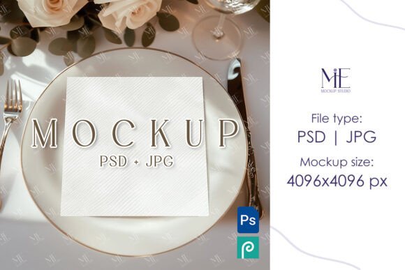 Cocktail Napkin Mockup, Paper Napkin PSD