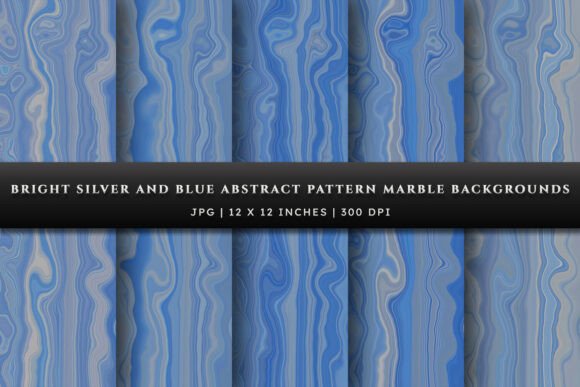 Enhance Your Designs with Bright Silver and Blue Abstract Marble Backgrounds