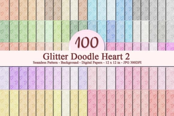 Glitter Doodle Heart 2 Pattern: A Versatile Digital Design for Creative Projects