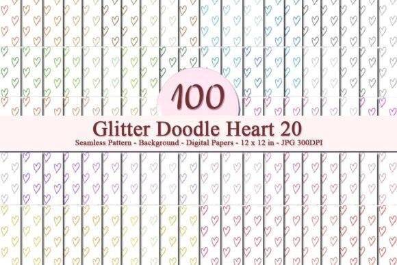 Glitter Doodle Heart 20 Seamless Pattern: A Versatile Digital Asset for Creative Businesses