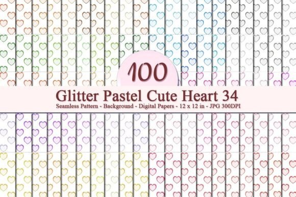 Glitter Pastel Cute Heart 34 Pattern: A Versatile Digital Design for Modern Creativity