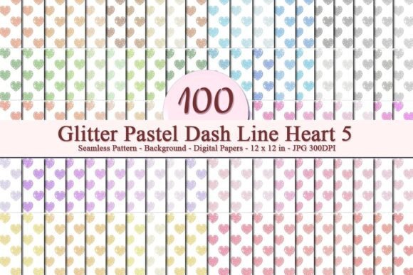 Glitter Pastel Dash Line Heart 5 Pattern: A Versatile Digital Design for Creative Projects