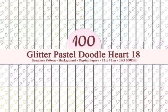 Glitter Pastel Doodle Heart 18 Pattern