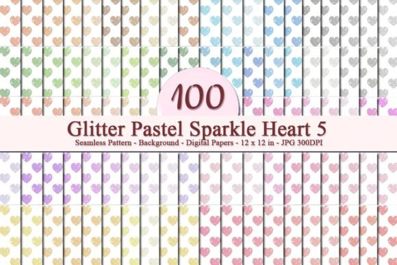 Glitter Pastel Sparkle Heart 5 Pattern