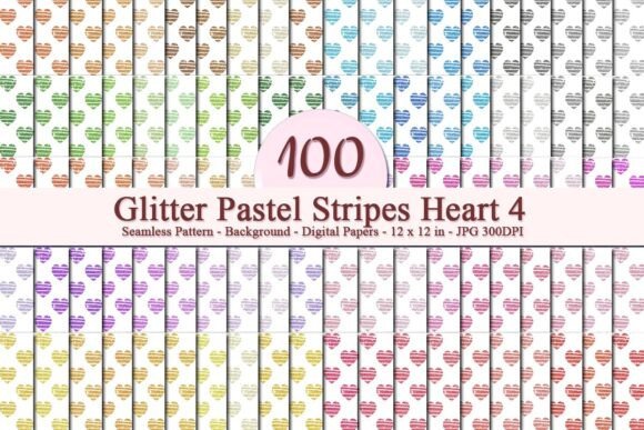Glitter Pastel Stripes Heart 4 Pattern