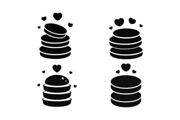 Macaron Stack Silhouette Icon Bundle
