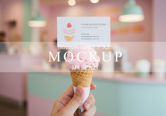 Trendy IceCream Cone Card Mockup JPG PNG: A Sweet Way to Showcase Your Brand