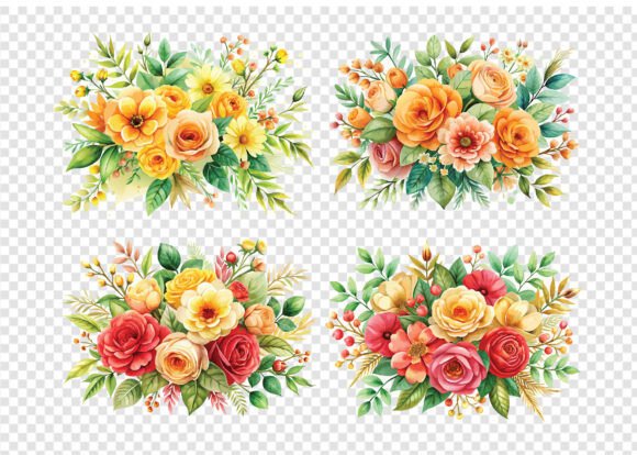 Vintage Floral Watercolor Clipart Bundle