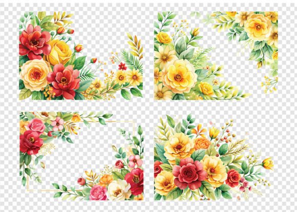 Watercolor Yellow Flower PNG Bundle